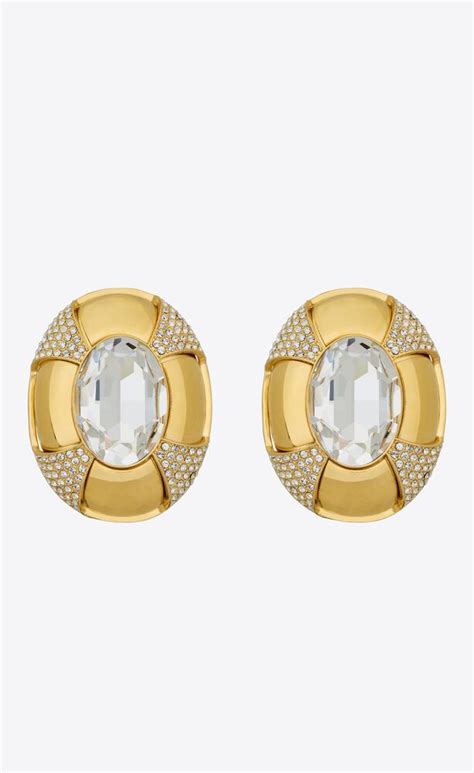 ysl inspired earrings|YSL rhinestone earrings.